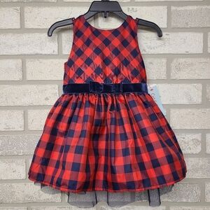 Cat & Jack Red and Blue Plaid Sleeveless Dress Size 18 MO